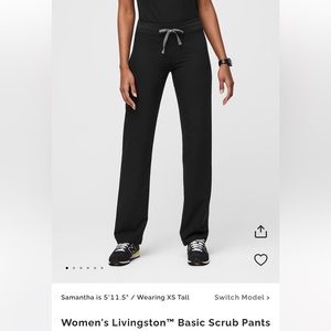 Women’s Livingston Basic Scrub Pants, Black, Small Petite